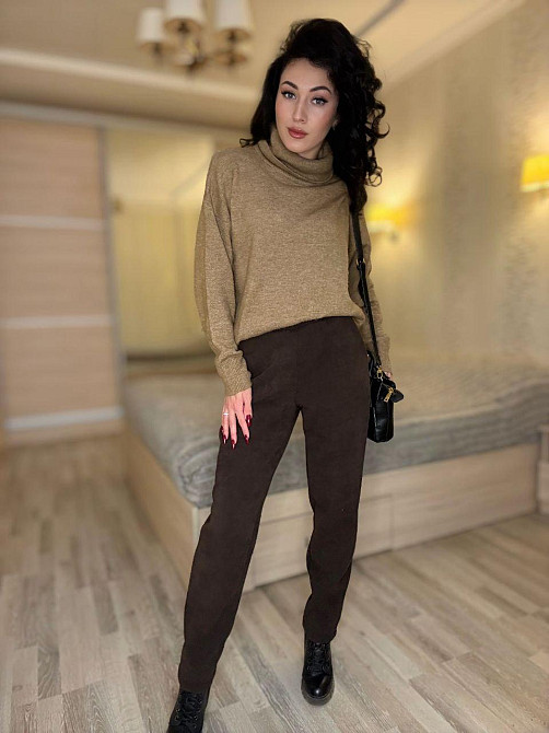 Женские утепленные брюки мом из вельвета на плотном флисе Шоколад, 42/44 Одесса - изображение 3