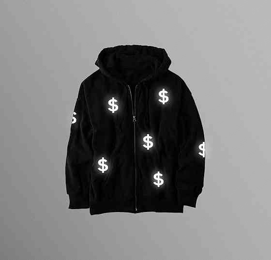 Мужская\ Женская толстовка на молнии со светоотражающим принтом долларов. S Черновцы