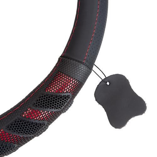 Чохол на кермо VLOD-L2628 BK/RD L шкіряний чорний/червоний Харків - фото 6