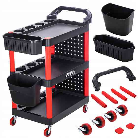 Инструментальная тележка на колесах с пластиковыми полками Kraft&Dele (KD1076) Нововолынск
