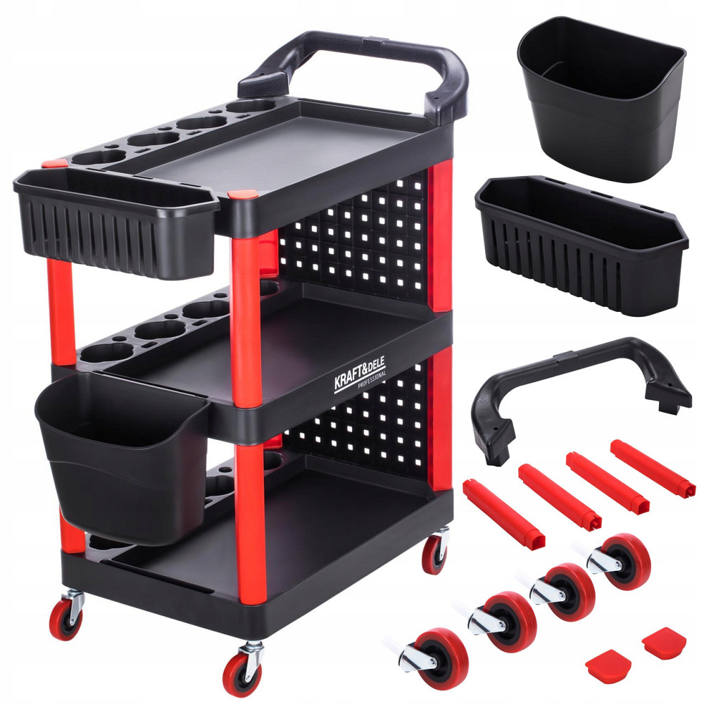 Инструментальная тележка на колесах с пластиковыми полками Kraft&Dele (KD1076) Нововолынск - изображение 1