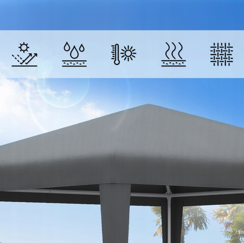 Павільйон садовий MalTec 3×3×1,9м GRAY (Польща) Київ - фото 7