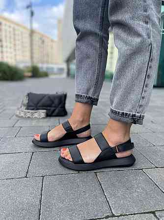 teona Жіночі босоніжки шкіряні чорні TEONA 290 літні, на низькій підошві р. 36-40 / Взуття з на Коломыя