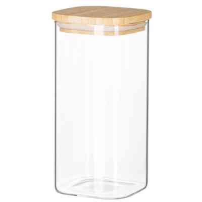 Емкость для сыпучих продуктов Ardesto Midori 700мл, скло, бамбук, квадратна, прозорий (AR1370BBS) Вінниця
