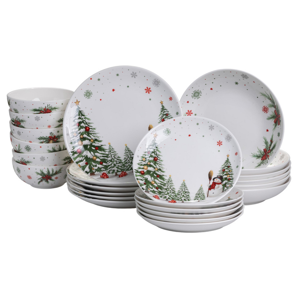 Yiwu Столовий набір посуду тарілок 24 предмети на 6 персон Christmas Tree порцеляновий SG-24 Киев - изображение 1