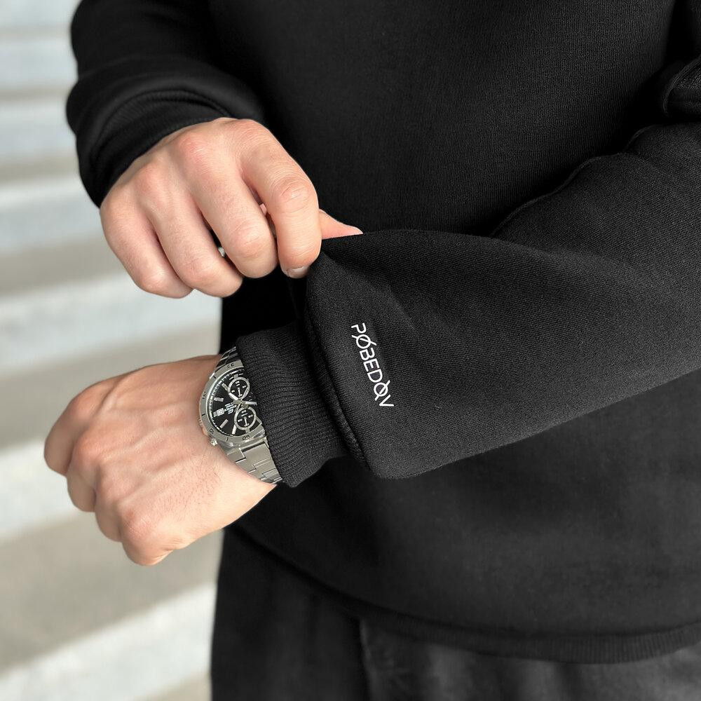 Світшот чоловічий зимовий однотонний чорний Pobedov Apex Київ - фото 8