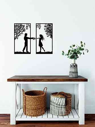 Декоративное настенное Панно «Девушка и парень» Декор на стену 110*87 см, Черный Киев