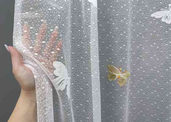 Тюль жакард колір білий з коричневим 1886т Київ