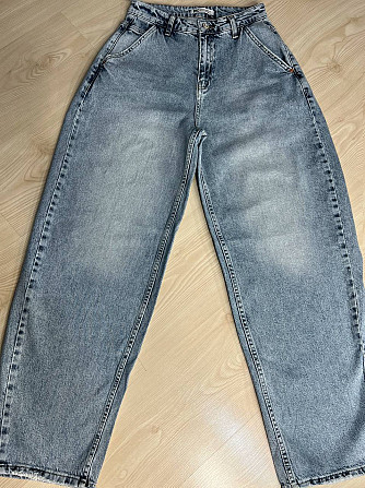 Джинси жіночі Mikaletta 9505 SKATER BALON jeans широкий крій банани косі кишені блакитні, блакитний, Одеса - фото 7