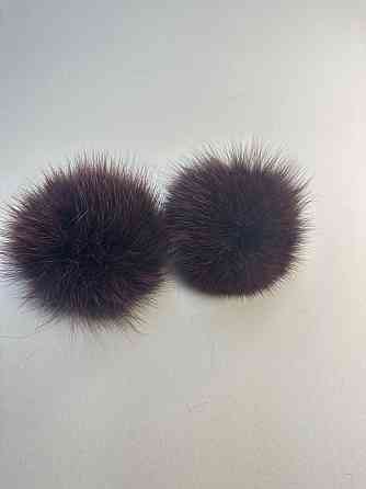 Помпони з натурального хутра песця на шапку 10-12см Бордовий Харків