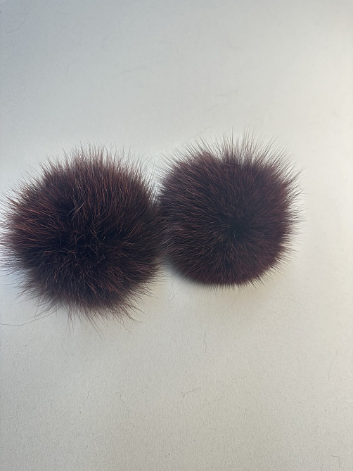 Помпони з натурального хутра песця на шапку 10-12см Бордовий Харків - фото 5