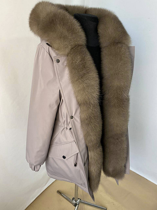 Парка женская с мехом песца под Соболь Пудровый р44 75 см Харьков - изображение 5