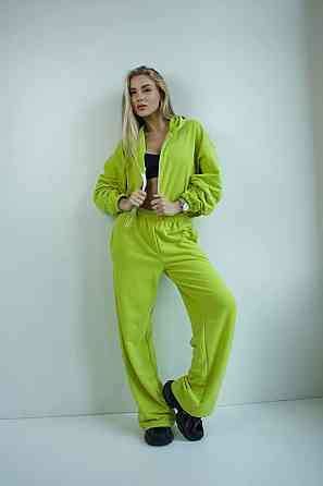 Женский трендовый базовый спортивный костюм двойка трехнить петля 42/44, Салатовый Одесса