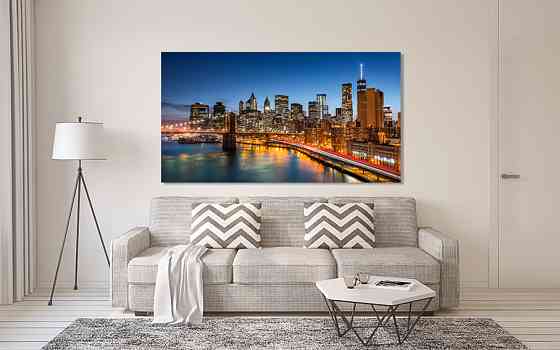 Картина полотно у вітальню / спальню  Міст в ночі   MLP_389 ( 60х30см ) 50x100 см Київ