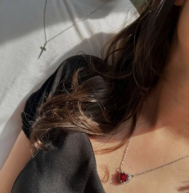 Парные кулоны сердце и меч, подвески для двоих, набор 2 цепочки, красный камень Киев - изображение 3