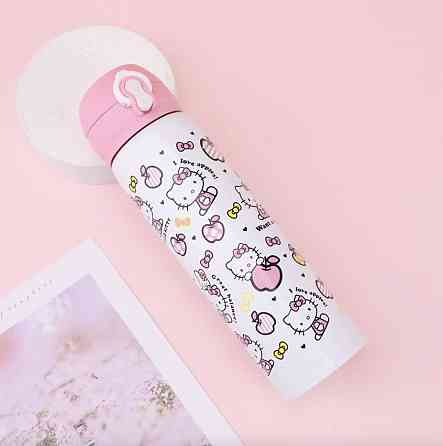Термос с клапаном и поилкой Hello Kitty 500 мл бело - розовый Винница