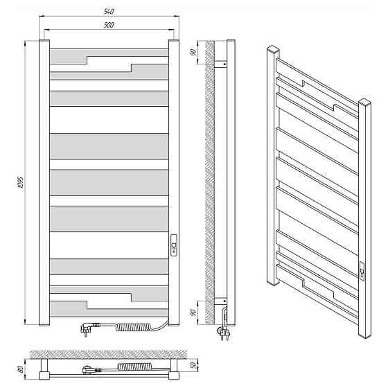 Електрична рушникосушка Laris Зебра Афіна ЧКФ 9 500Х1100 Е чорна П/П Київ