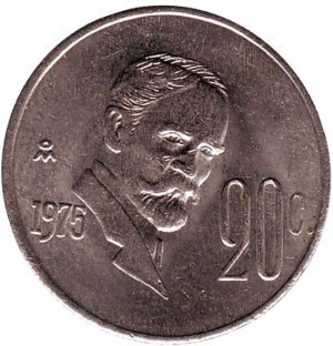 Франсиско Мадеро. Монета 20 сентаво. 1975 рік, Мексика. (БД) Полтава - фото 1