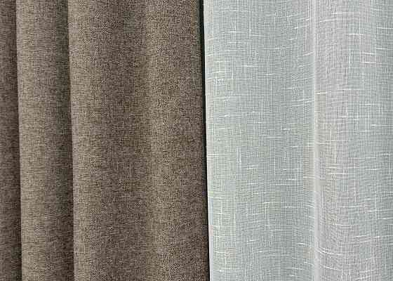 Шторна тканина преміум класу льон фактурний, колекція “ELEMENTA” колір сіро-коричневий 1864ш Київ