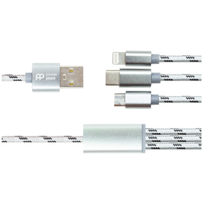 Дата кабель USB 2.0 AM to Lightning + Micro 5P + USB-C 1.0m 2.1A PowerPlant (CA910663) Винница - изображение 1