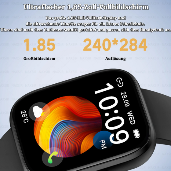 Смарт-часы EYUSALL P114 1,85″, Bluetooth-звонки, пульсометр, SpO2, 100+ спортивных режимов, IPX8, iOS/Android, Black Киев