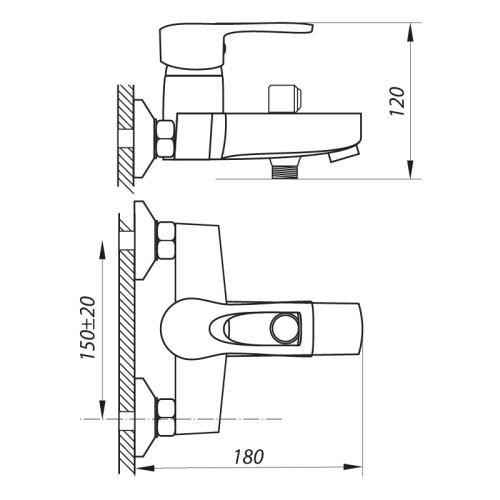 Смеситель для ванны ZERIX SEO-А181, короткий, литой корпус Харьков - изображение 3