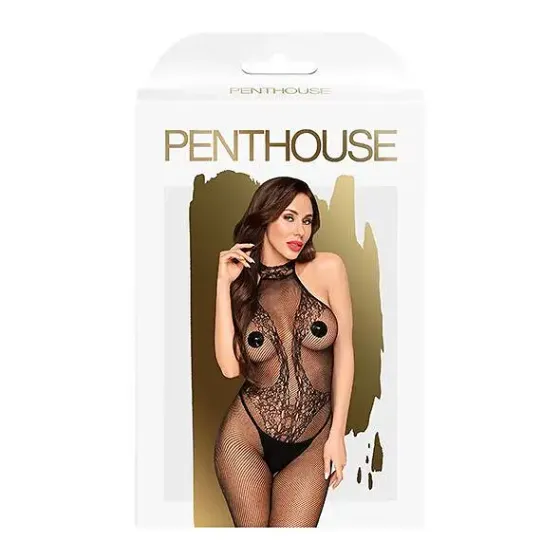 Бодістокінг з високим мереживним коміром Penthouse - First Lady Black XL Львов