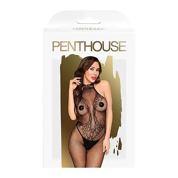 Бодістокінг з високим мереживним коміром Penthouse - First Lady Black XL Львів - фото 3
