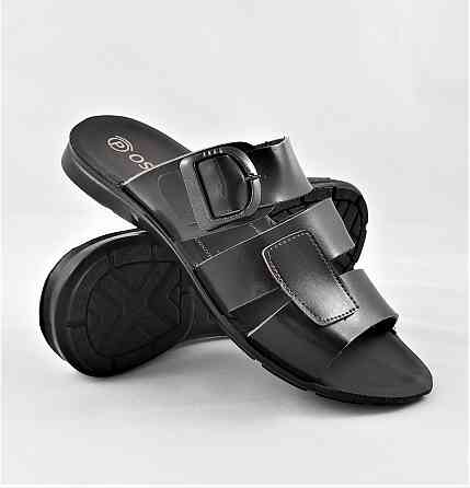 Чоловічі Шльопанці Тапочки Сланці Чорні Шкіряні (розміри: 41,42,43,44) Дніпро