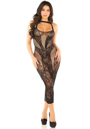 Сукня Leg Avenue Rhinestone Lace and Net Bodycon Dress One Size, Black Львів