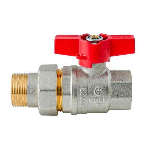Кран з американкою Koer Extreme KE.227-25 - 1" ручка "метелик" червона (KR5767)   ( 20769 ) Харків