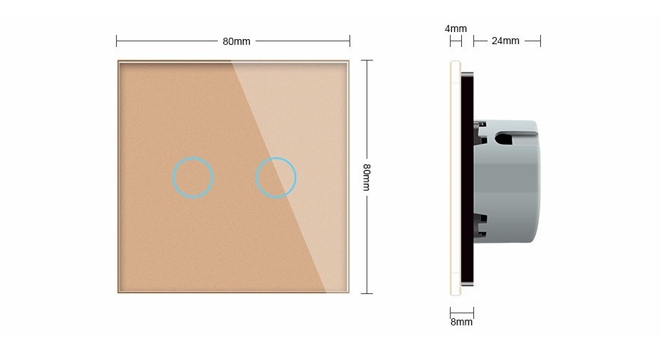 Сенсорний вуличний вимикач Вологозахищений 2 сенсори Livolo золотий скло (VL-C702-IP-13) Коломия - фото 5