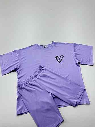 Футболка и велосипедки женские кулир Сиреневый XS-S Харьков