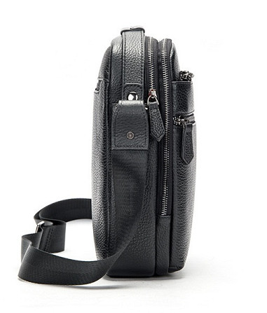 Кожаная мужская сумка через плечо черная Tiding Bag MN-284334 Каменское - изображение 7