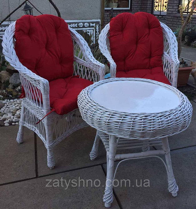 Білі плетені меблі | меблі з лози біла | меблі плетені з лози з накидками Київ - фото 4