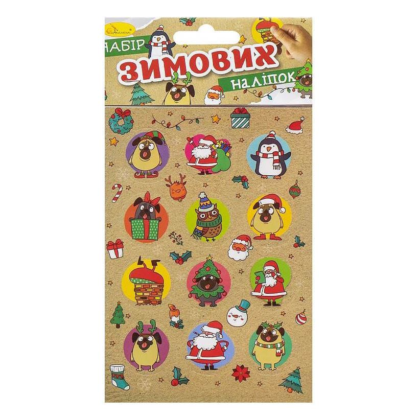 Дитячий набір зимових наліпок НС-В6-11-1 2 аркуші, 24 наліпки Вінниця - фото 1