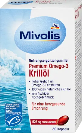 Mivolis Premium Omega-3 Krillöl, Kapseln 60 St, 45 g Премиальное масло криля Омега-3, капсулы 60 шт Киев - изображение 1