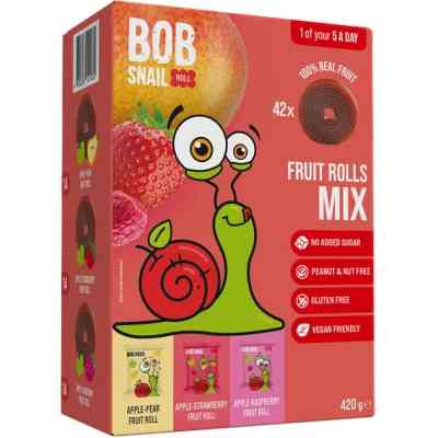 Конфета Bob Snail Fruit Rolls Mix 3 вкуса по 140 г (4820287101032) Вінниця