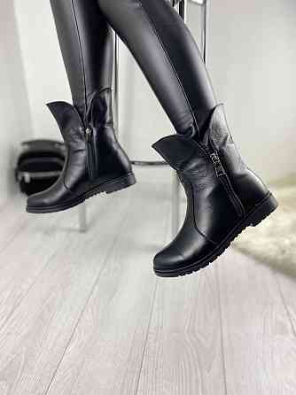 Напівчоботи жіночі M.KRAFT чорні натуральна шкіра зима висота 18см подошва 3,5см (2203) 38р. 40 Коломыя