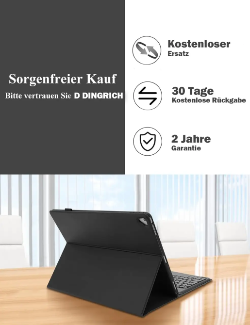 Чехол клавиатура DINGRICH для iPad 9.7 (5/6/Air/Pro) | Bluetooth QWERTZ | Съемная клавиатура + держатель Apple Pencil + Sleep/Wake Киев - изображение 7