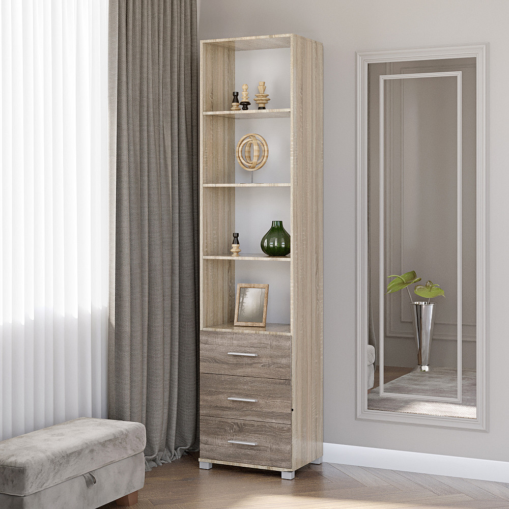 Шафа-пенал відкрита з ящиками Еверест Бриз-16 сонома + трюфель (DTM-2284) Дніпро - фото 1