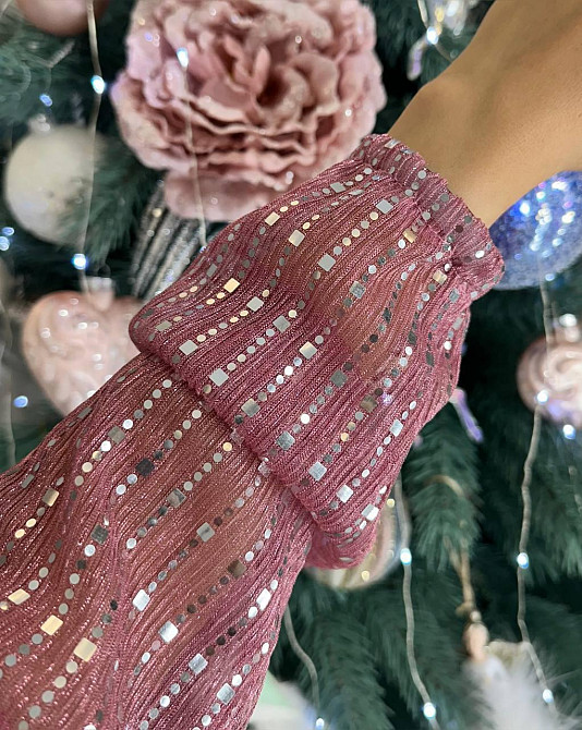 Женское праздничное блестящее платье мини с пайетками Фрезовый, 52/54 Одесса - изображение 5