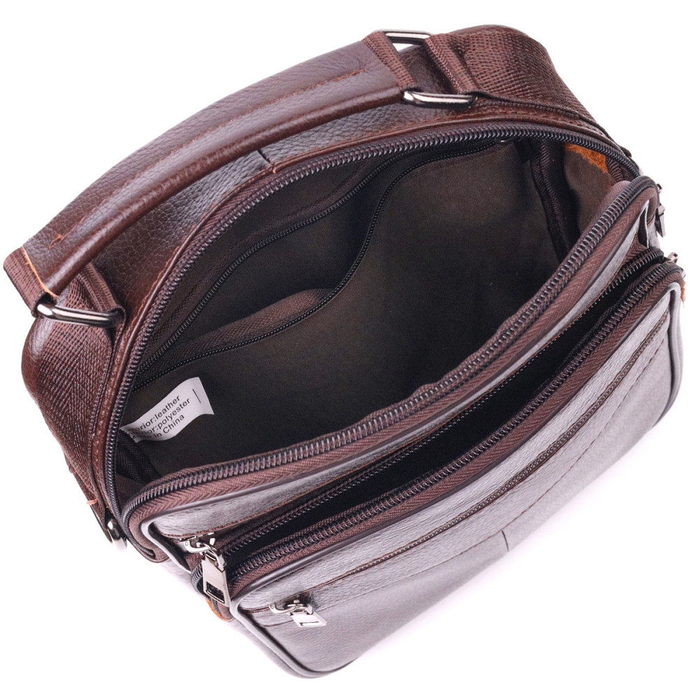 Удобная мужская сумка с ручкой кожаная Коричневая (Vintage) Киев - изображение 10