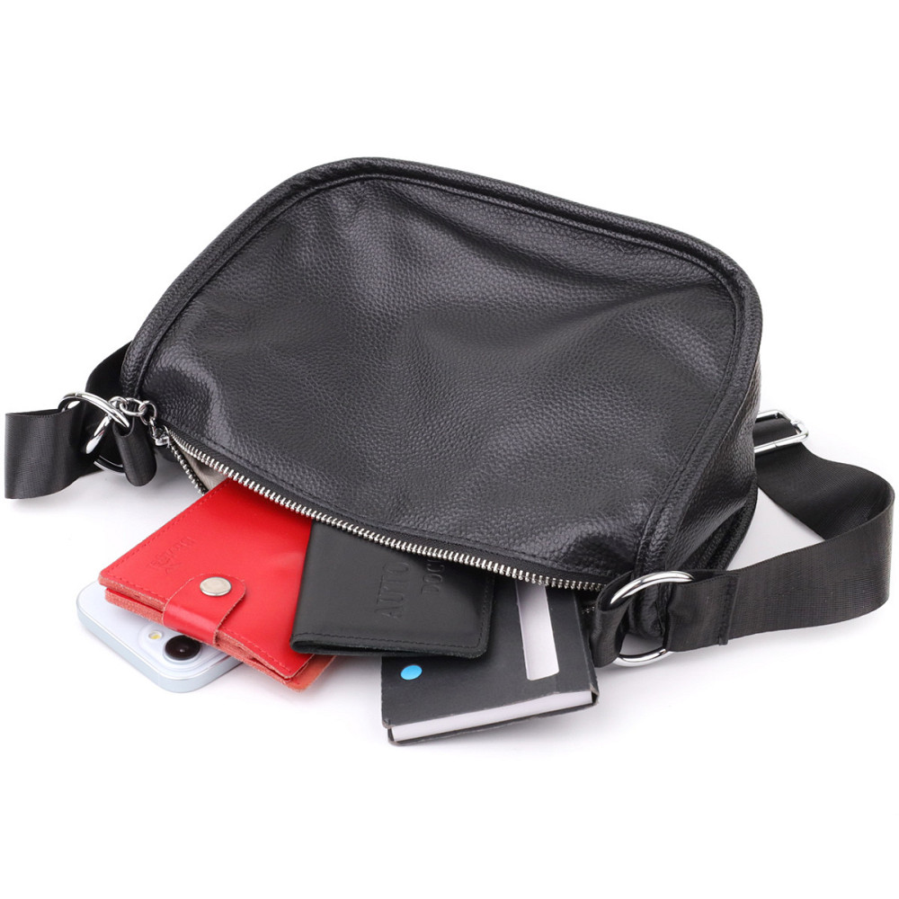 Полукруглая сумка для женщин из натуральной кожи Vintage 22905 Черный Киев - изображение 7