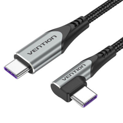 Дата кабель USB-C to USB-C 0.5m USB2.0 60W (20V/3A) angle 90° Gray Aluminum Alloy Vention (TRAHD) Вінниця - фото 1