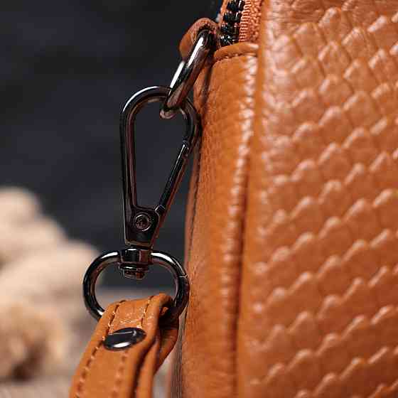 Невелика сумка для жінок на два відділення з натуральної шкіри Рудий (Vintage) Київ