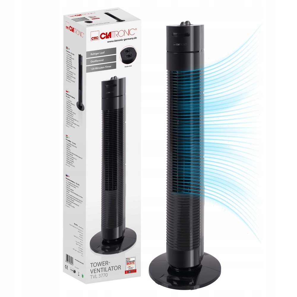 Колонний вентилятор 3 рівні швидкості з таймером Clatronic TVL (3770) 35 Вт Нововолинськ - фото 1