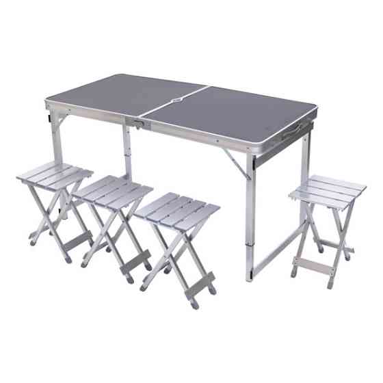 Розкладний стіл + 4 стільці кемпінговий набір для пікніка, риболовлі, відпочинку, туризму Чорний JY-12061B Київ