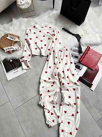 Жіноча стильна принтована домашня піжама з плюшевого велюра Одеса