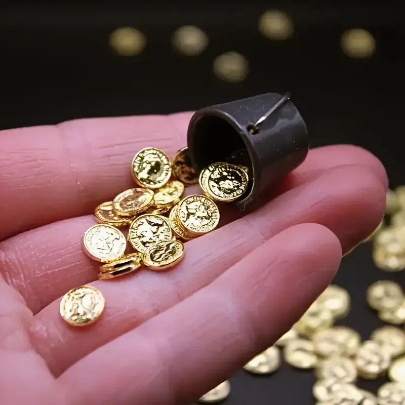 Набор 50 мини золотых монет для декора и творчества – пиратские миниатюры Киев - изображение 2